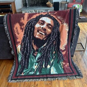 Bob Marley Woven Throw Blanket - Multicolor